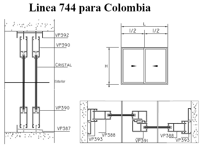 Profil de fenêtre en aluminium et de porte à l'anodizado 744 de la Colombie