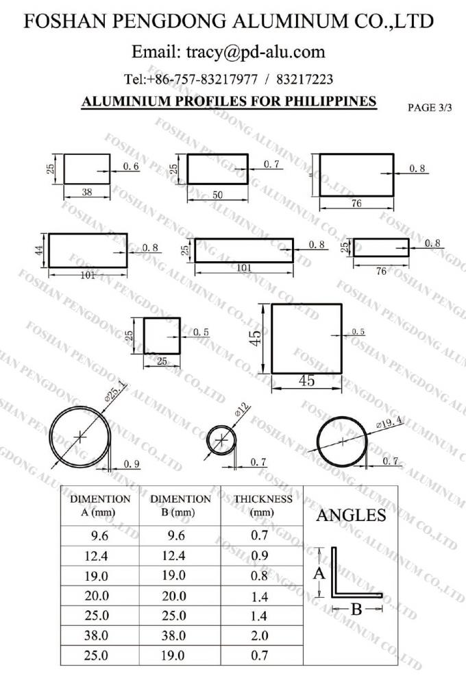 Profil en aluminium de Philippines pour la fenêtre de glissement