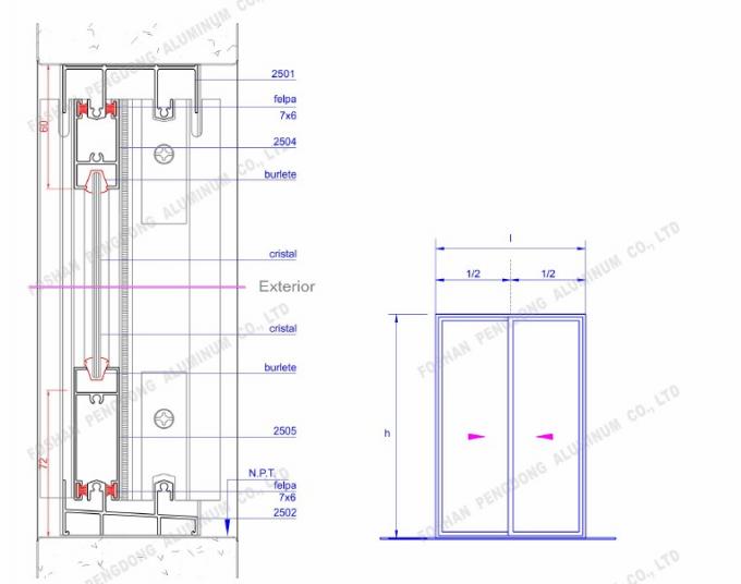 Profil en aluminium de bonne de vente d'usine série du Chili pour la fenêtre et la porte