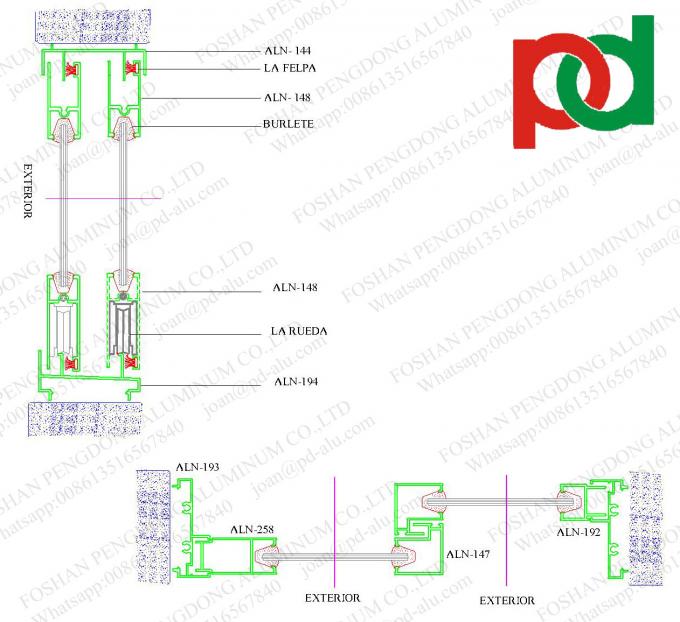 Profils en aluminium pour des fenêtres et des portes en Colombie et Costa Rica Sistema 5020
