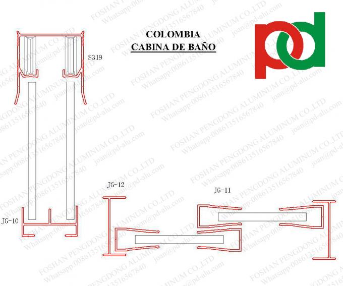 Profils en aluminium pour la boîte de douche en Colombie et Costa Rica
